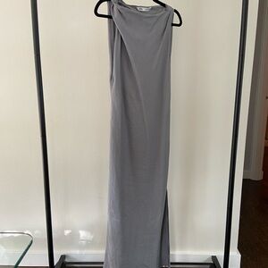 Linen blend ruched dress
